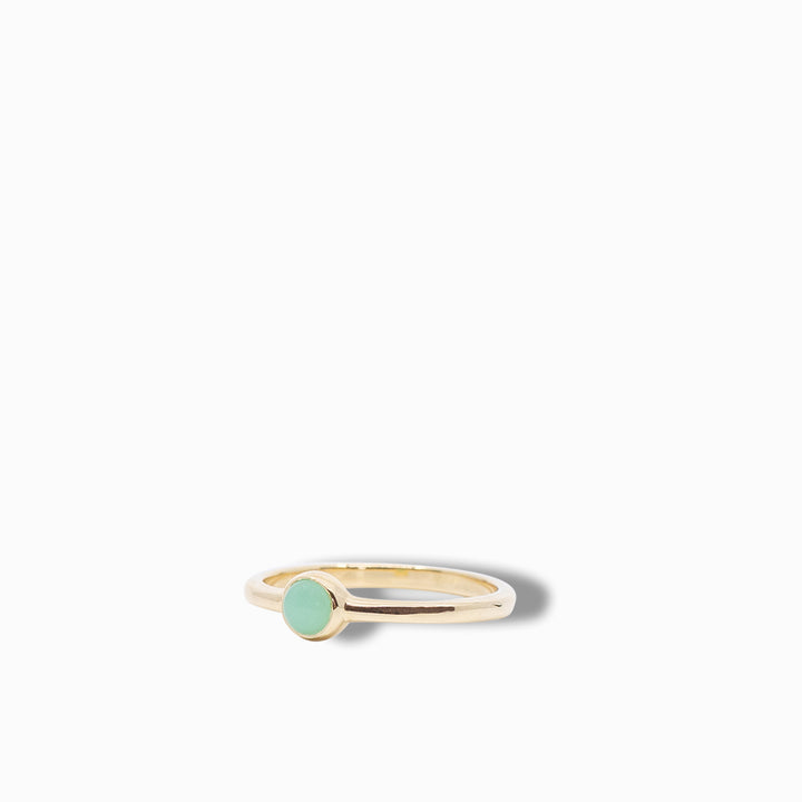 Mini Rainbow Ring in Green Chrysoprase