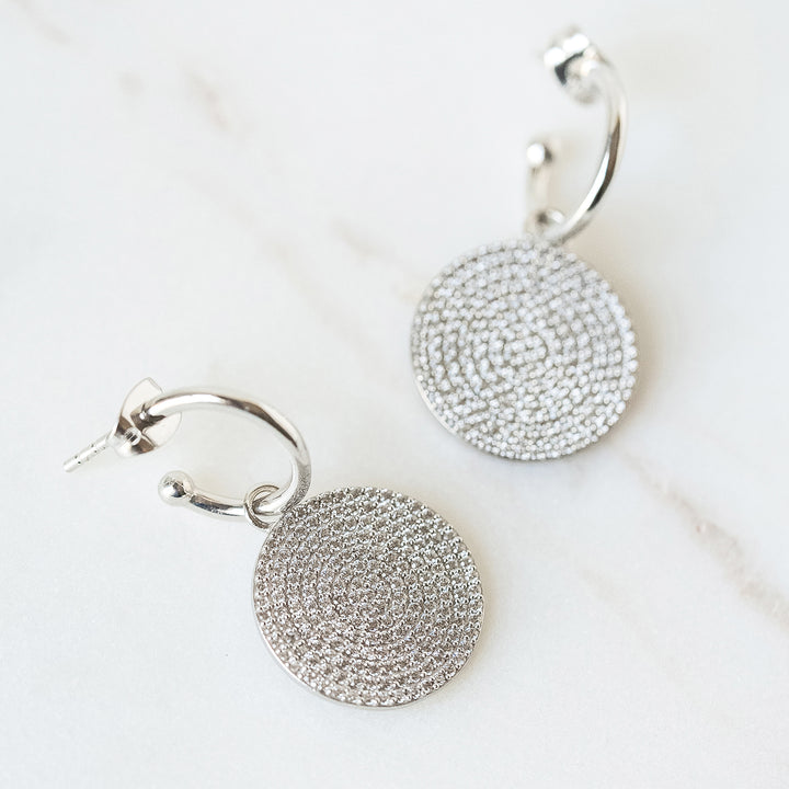 1000 Points of Light Huggie Hoop Earrings in Pavé Cubic Zirconia and White Gold