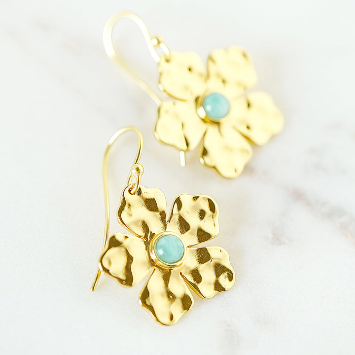 Belle Flower Summer Drop Earrings in Amazonite