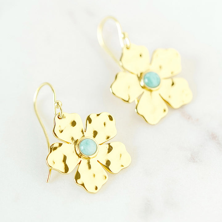 Belle Flower Summer Drop Earrings in Amazonite