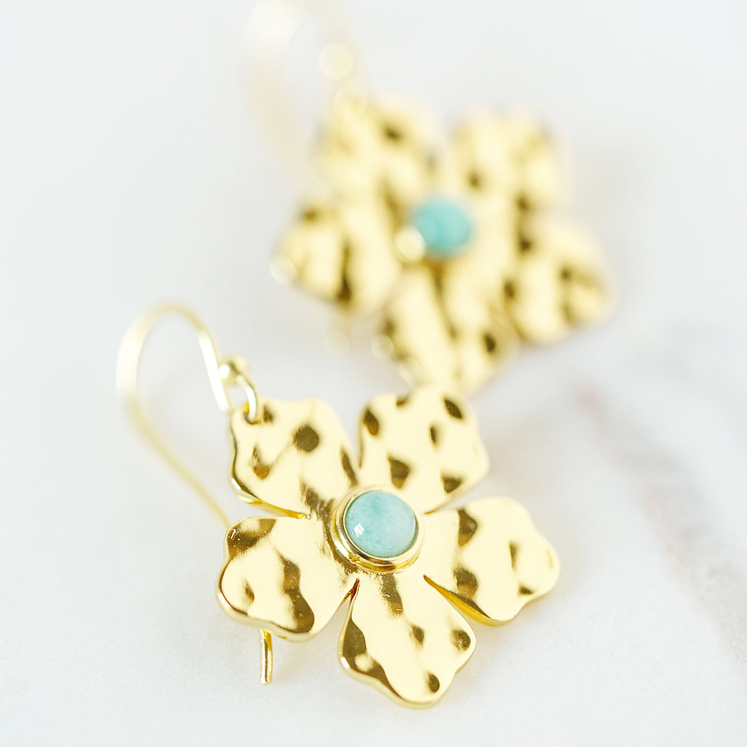 Belle Flower Summer Drop Earrings in Amazonite