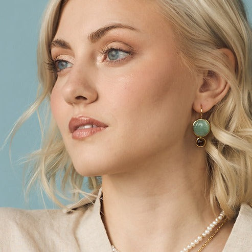 Color Block Drop Earrings in ite and Smoky Topaz