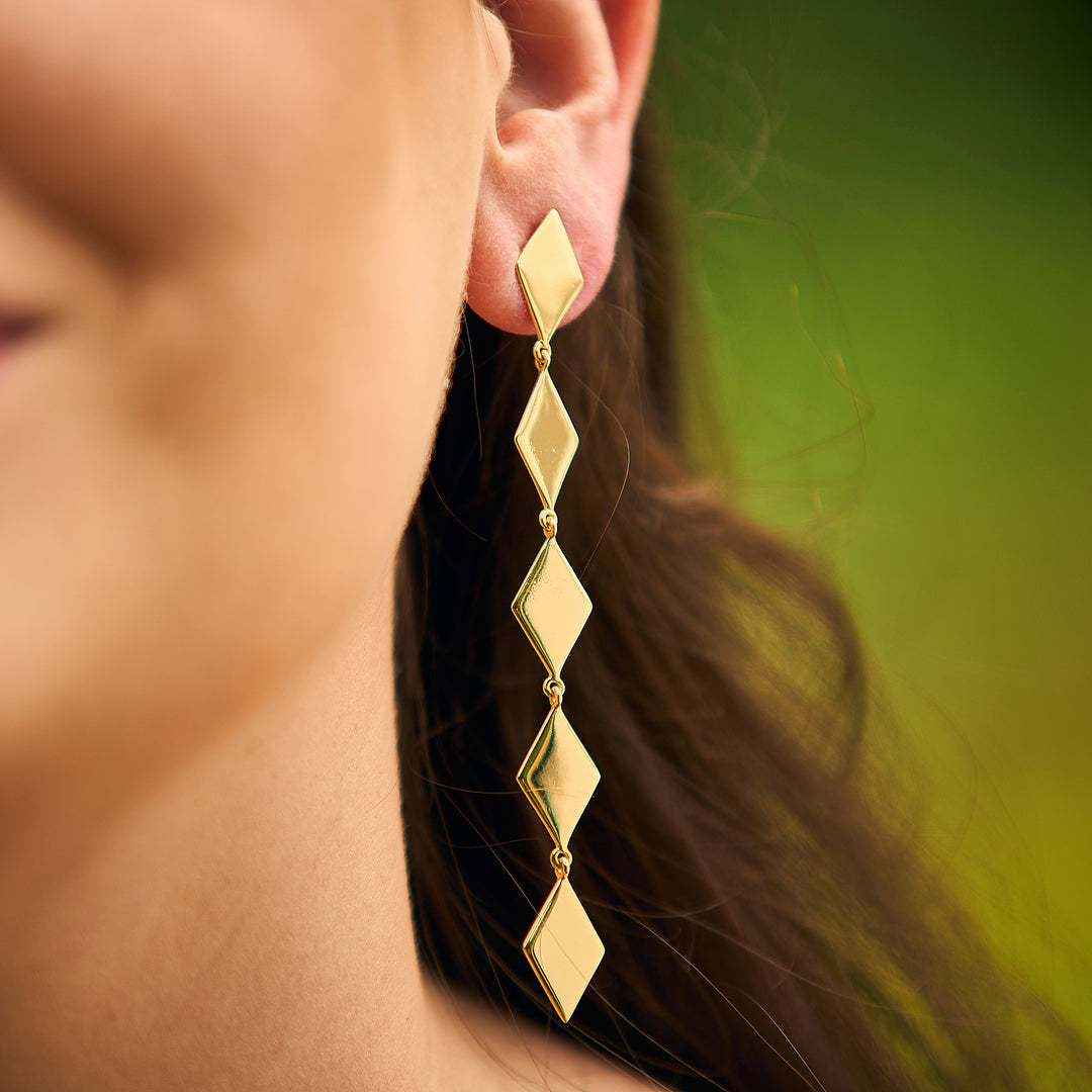 Down For Diamonds Statement Earrings in Gold