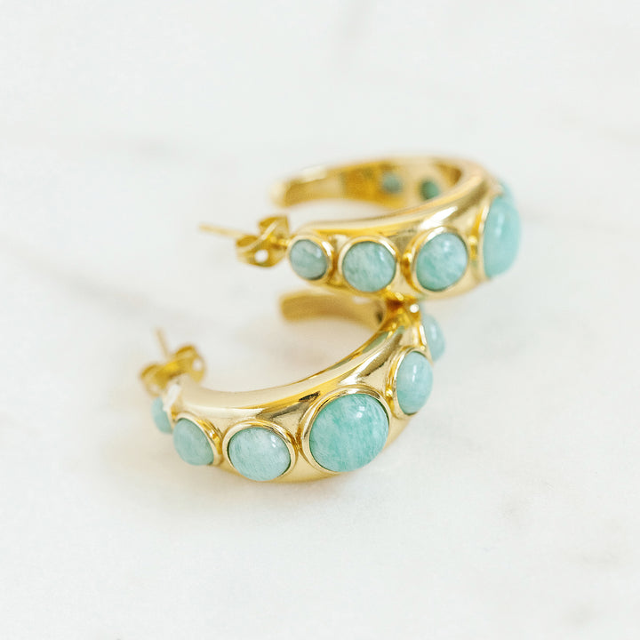 Emily Hoop Earrings in Peruvian Amazonite