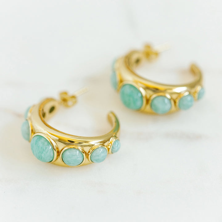 Emily Hoop Earrings in Peruvian Amazonite