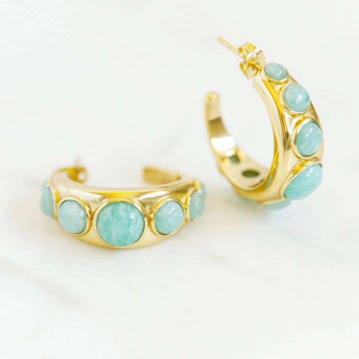 Emily Hoop Earrings in Peruvian Amazonite