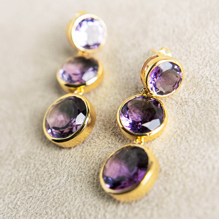 Faceted Round We Go Drop Earrings in Amethyst