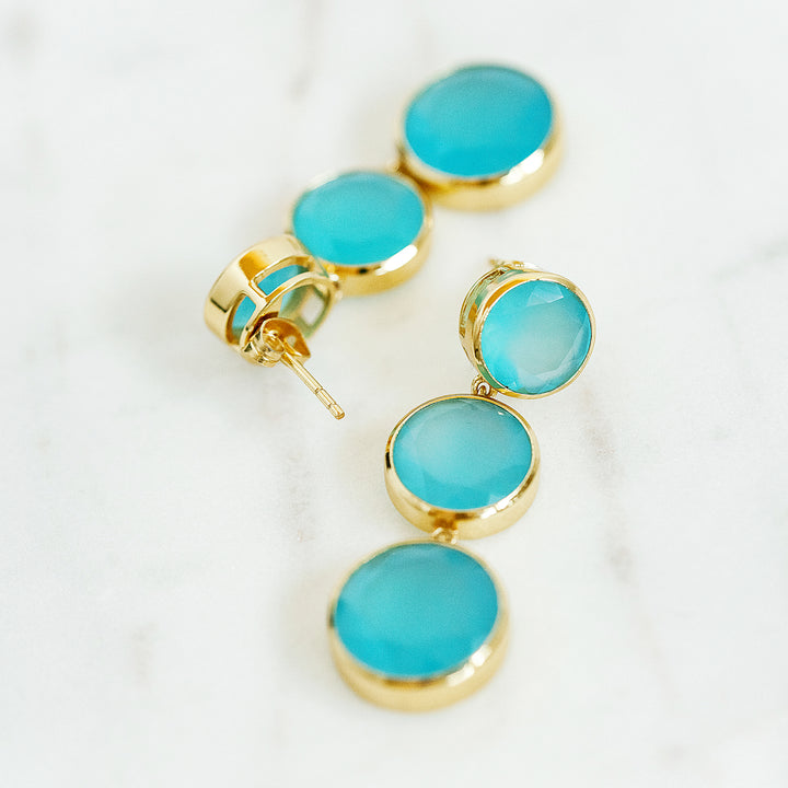 Faceted Round We Go Drop Earrings in Paraiba Chalcedony