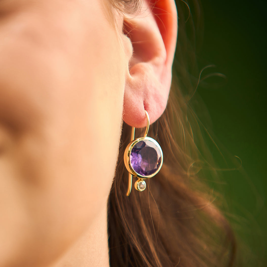 Faceted Tini Mini Drop Earrings in Amethyst