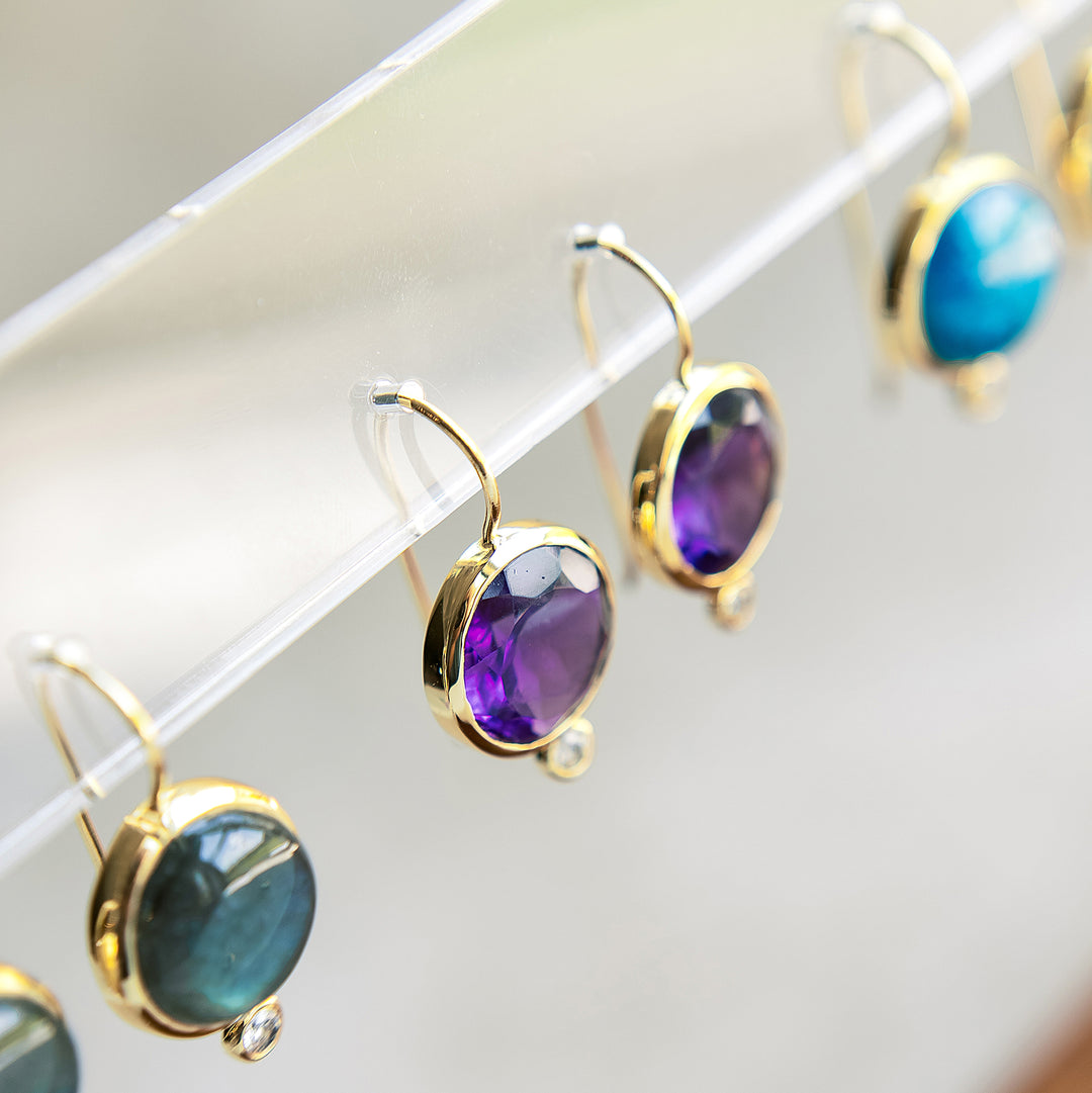 Faceted Tini Mini Drop Earrings in Amethyst