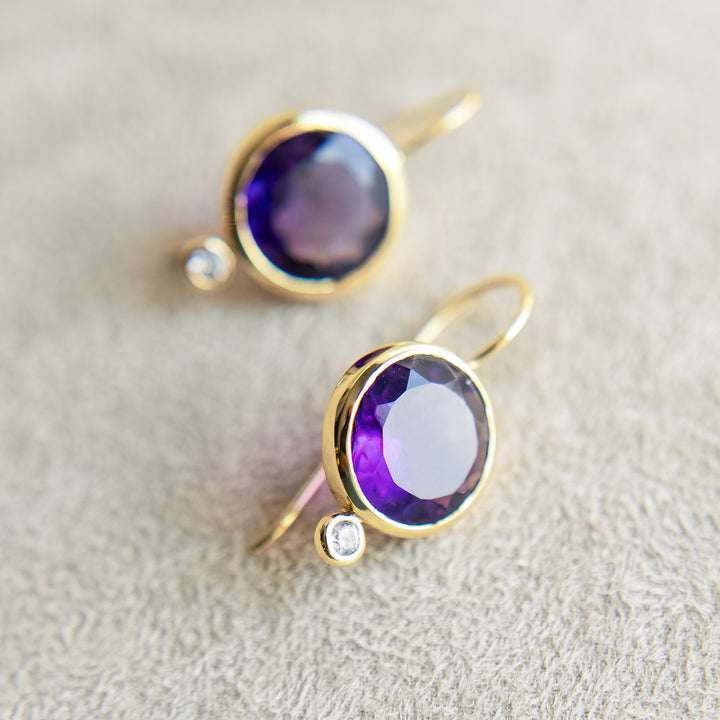 Faceted Tini Mini Drop Earrings in Amethyst