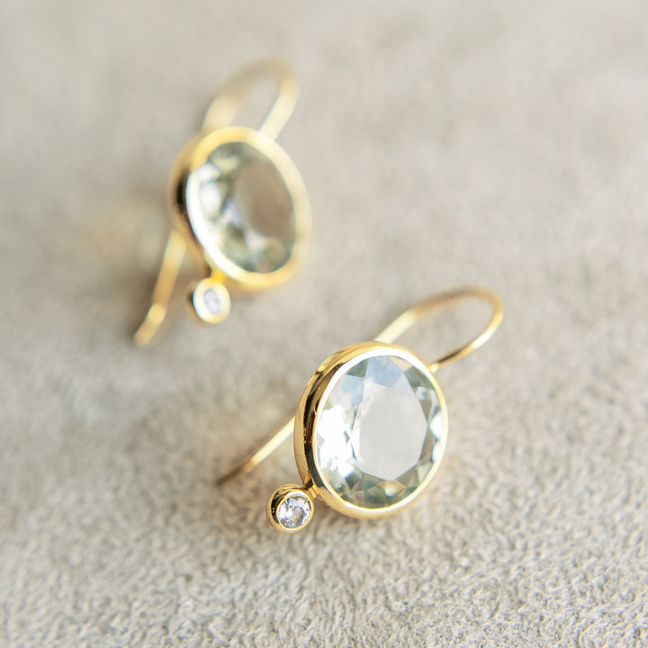 Faceted Tini Mini Drop Earrings in Green Amethyst