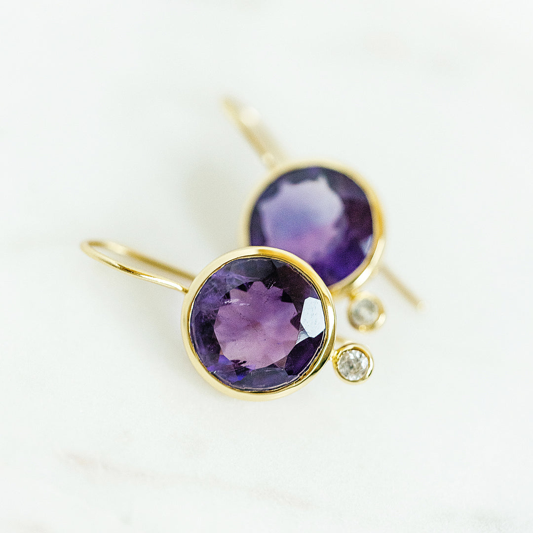 Faceted Tini Mini Drop Earrings in Amethyst