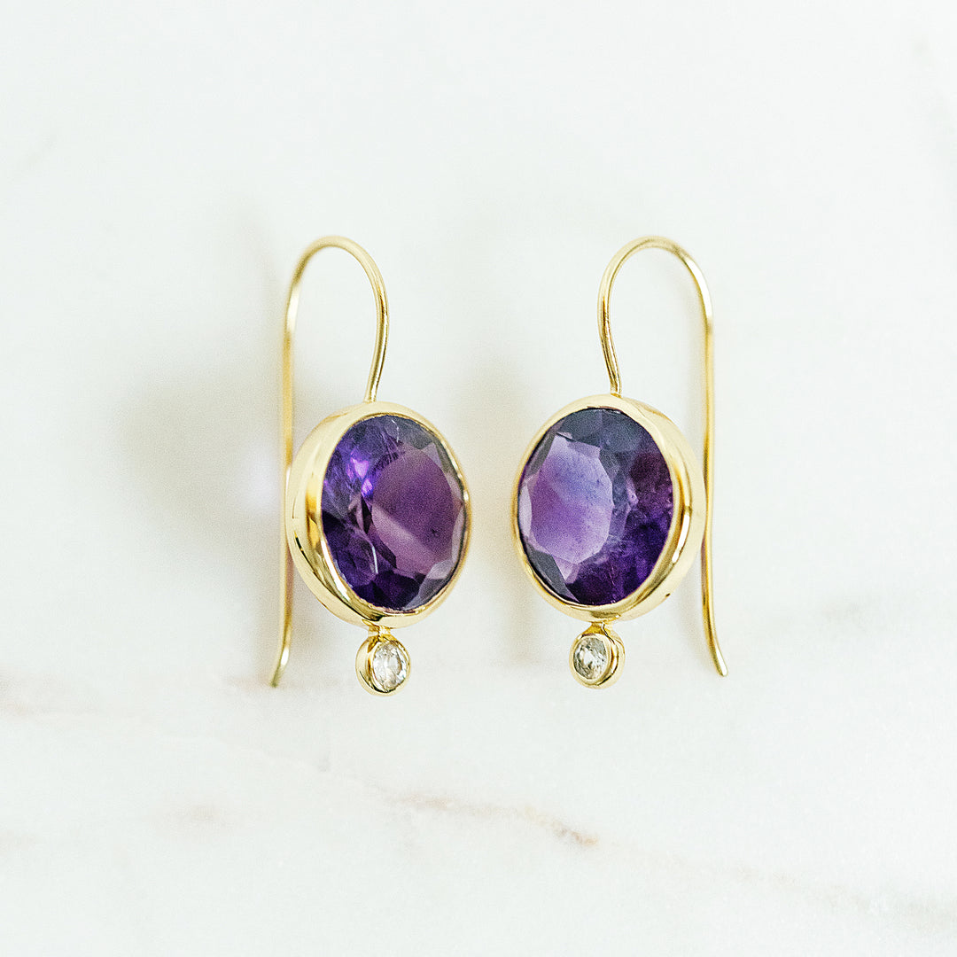 Faceted Tini Mini Drop Earrings in Amethyst