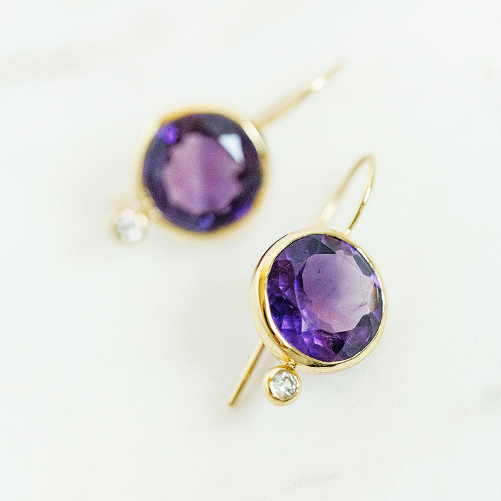 Faceted Tini Mini Drop Earrings in Amethyst