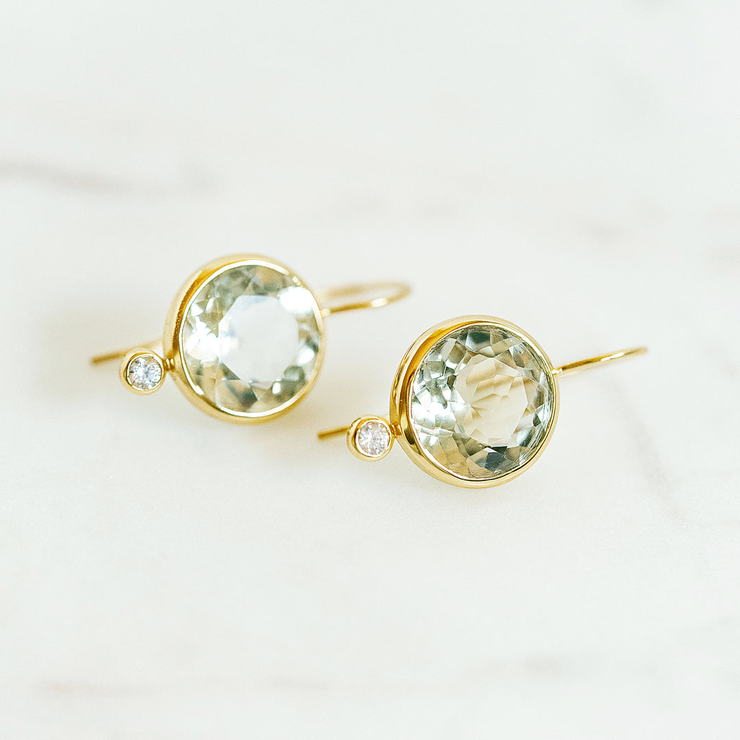 Faceted Tini Mini Drop Earrings in Green Amethyst