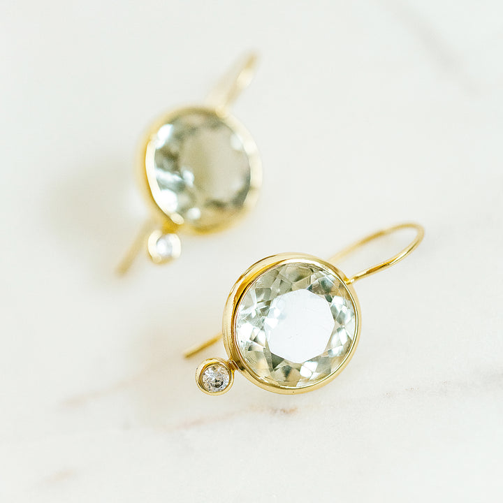 Faceted Tini Mini Drop Earrings in Green Amethyst