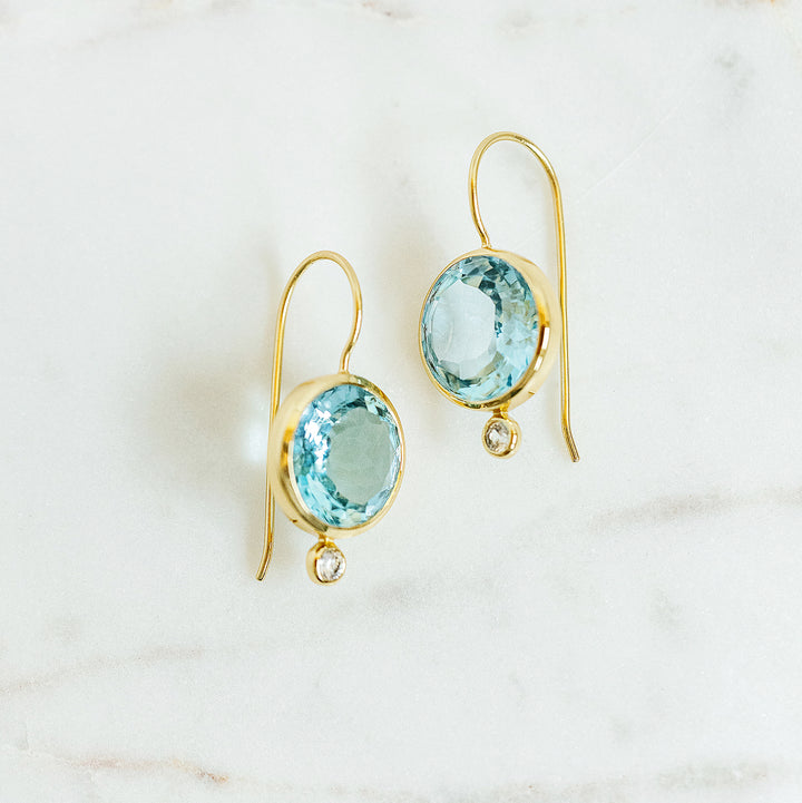 Faceted Tini Mini Drop Earrings in Sky Blue Topaz