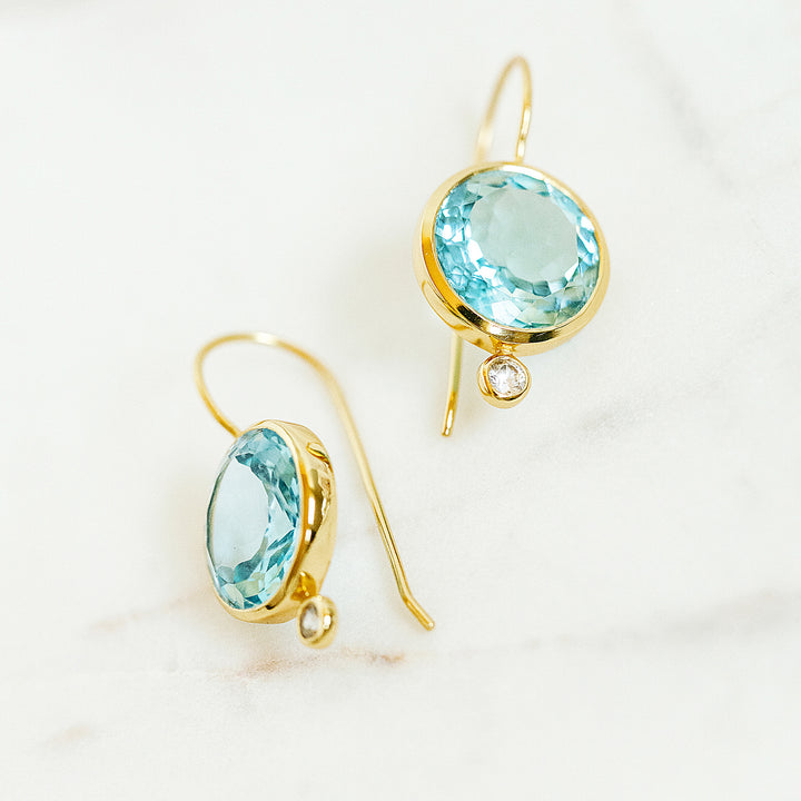 Faceted Tini Mini Drop Earrings in Sky Blue Topaz