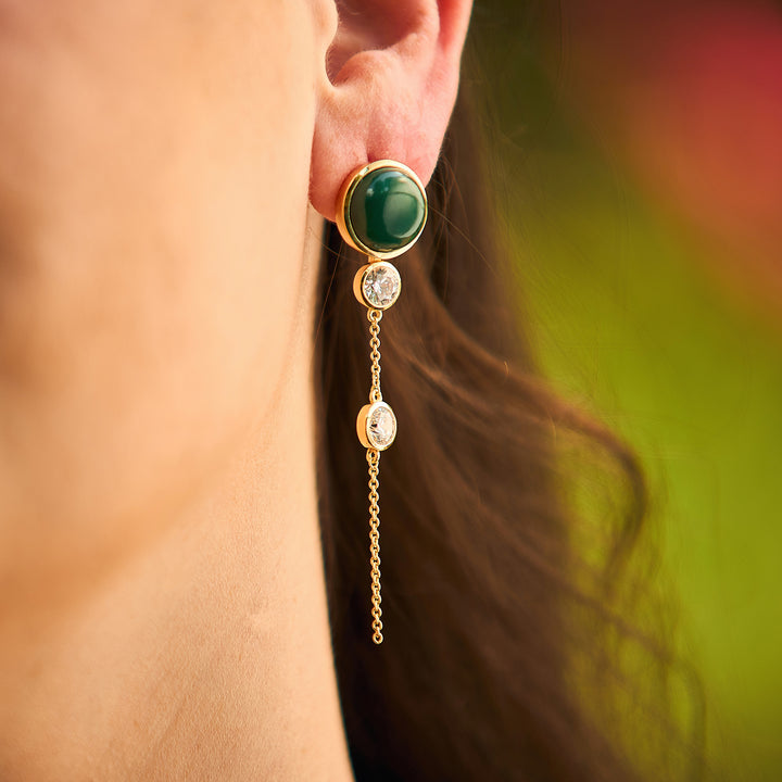 Fallon Drop Earrings in Green Aventurine