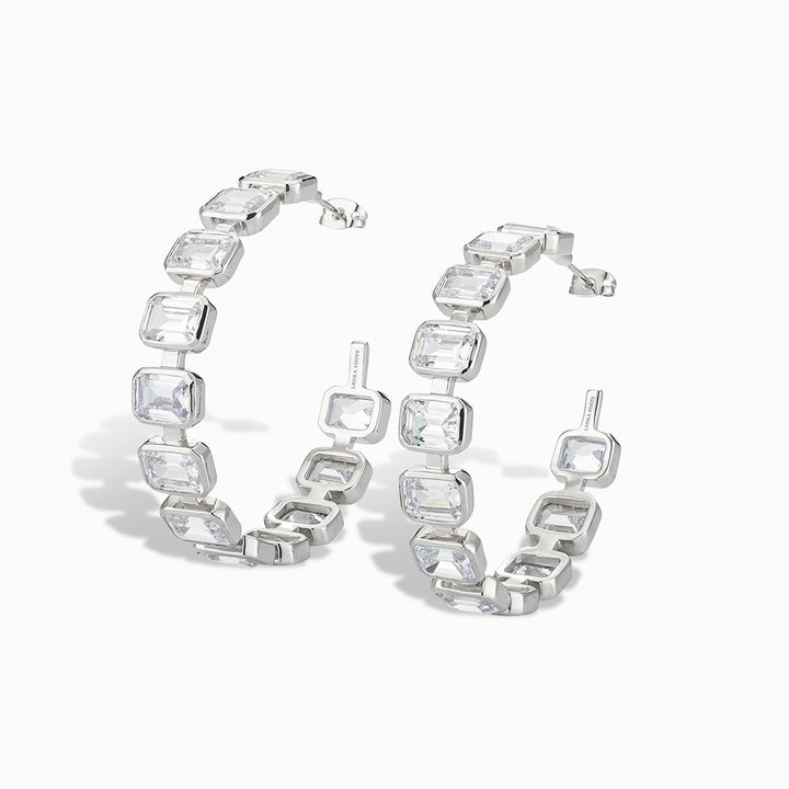 Gesuina Hoop Earrings in White Cubic Zirconia in White Gold