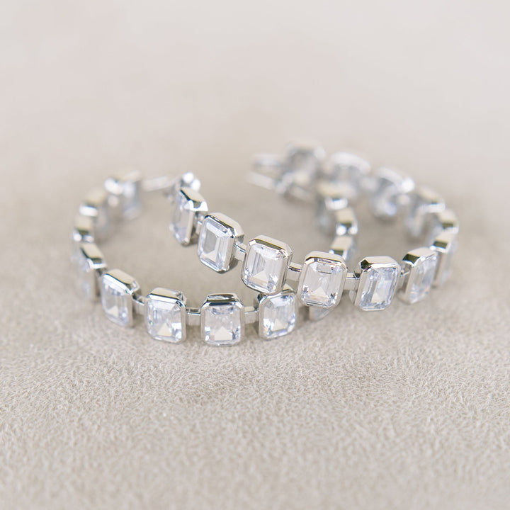 Gesuina Hoop Earrings in White Cubic Zirconia in White Gold