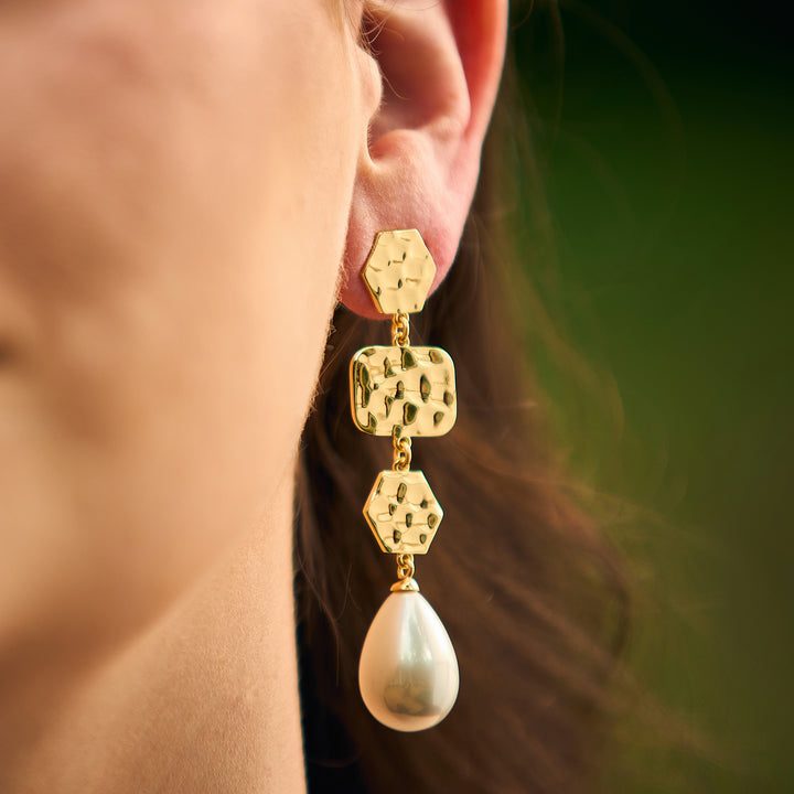 Hammered Gold Amanda Drop Earrings