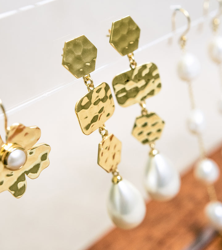 Hammered Gold Amanda Drop Earrings