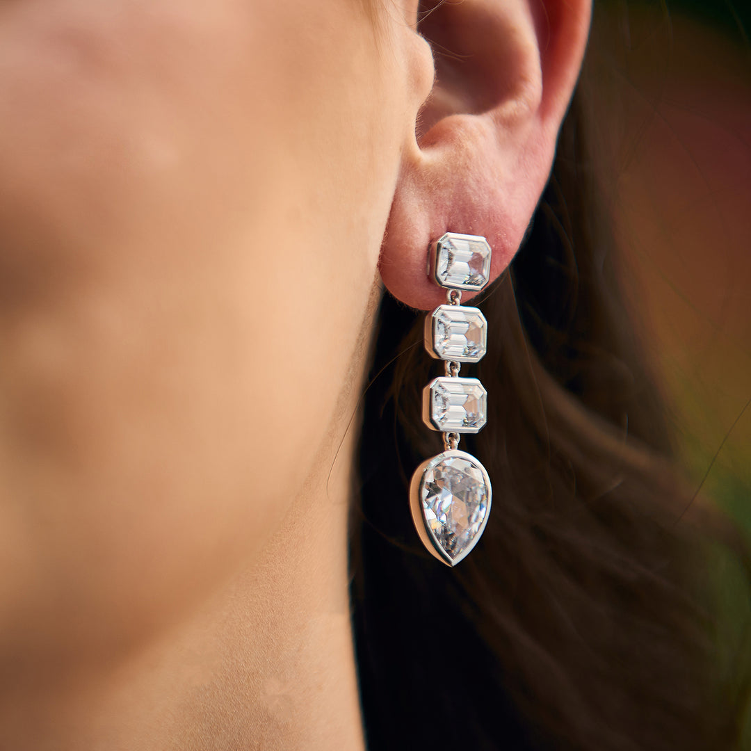 Luella Drop Earrings in White Gold