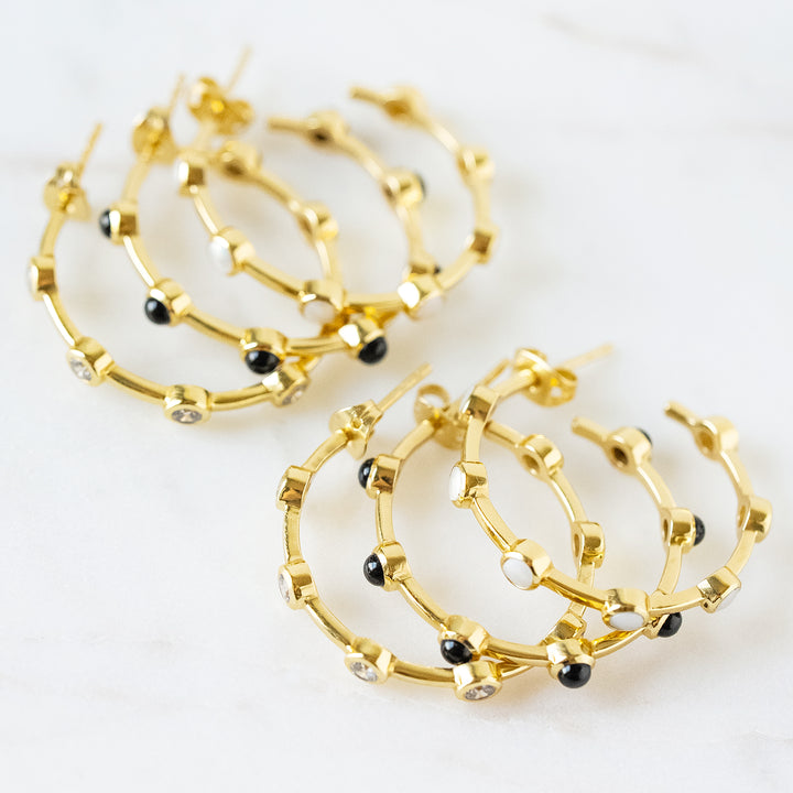 Mini Becky Hoop Earrings in Black Onyx