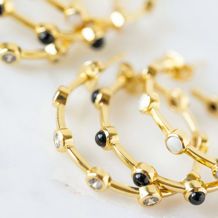 Mini Becky Hoop Earrings in Black Onyx