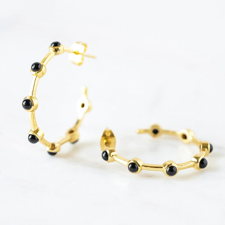 Mini Becky Hoop Earrings in Black Onyx