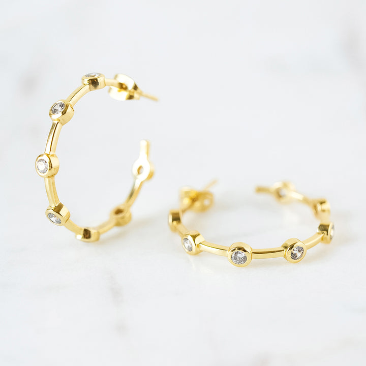 Mini Becky Hoop Earrings in Cubic Zirconia