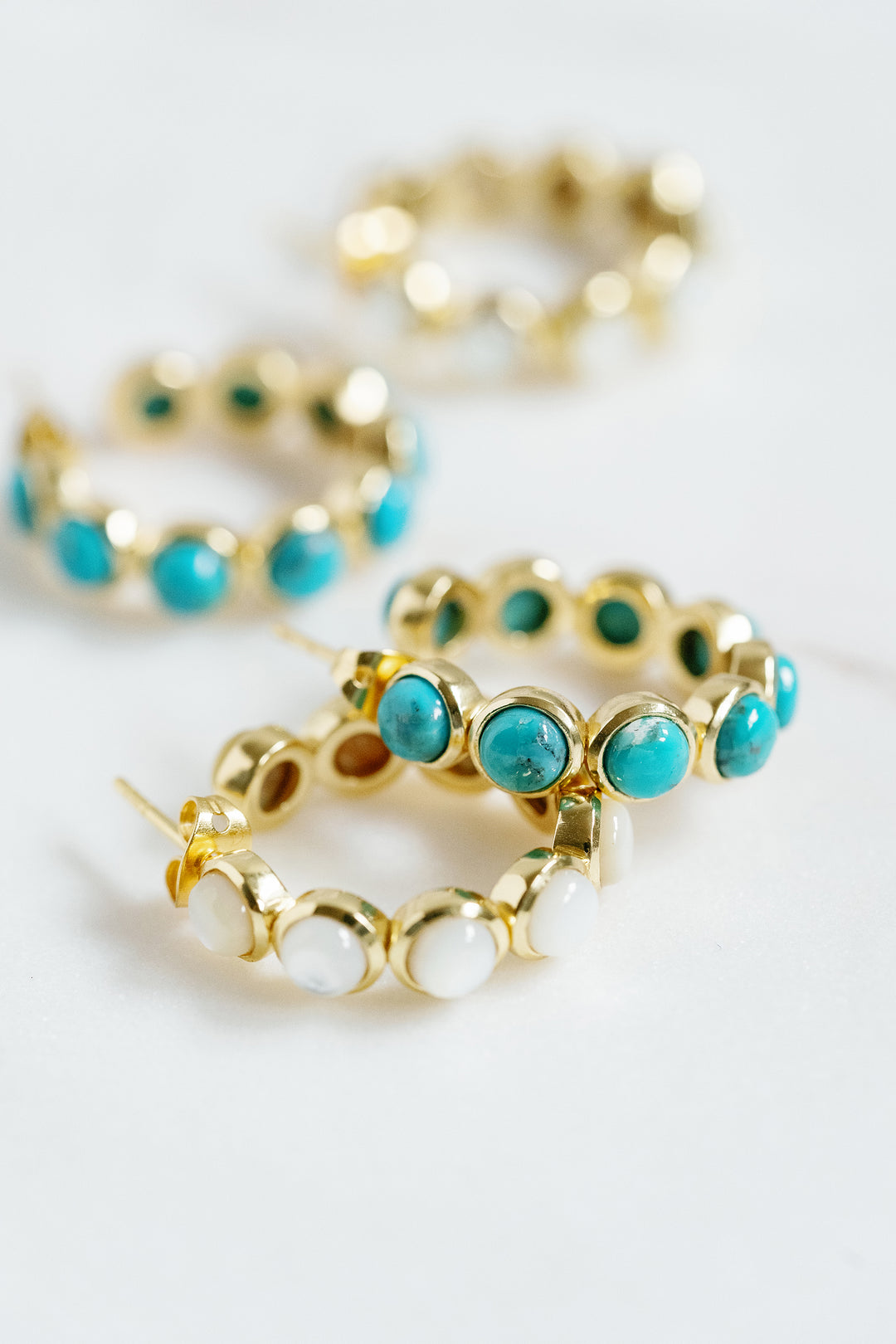 Mini Rory Hoop Earrings in Blue Mohave Turquoise