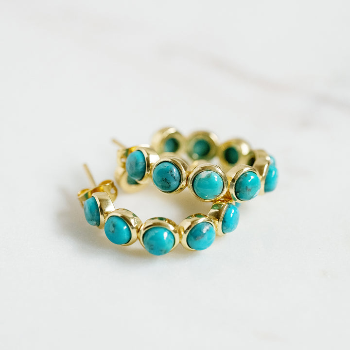 Mini Rory Hoop Earrings in Blue Mohave Turquoise