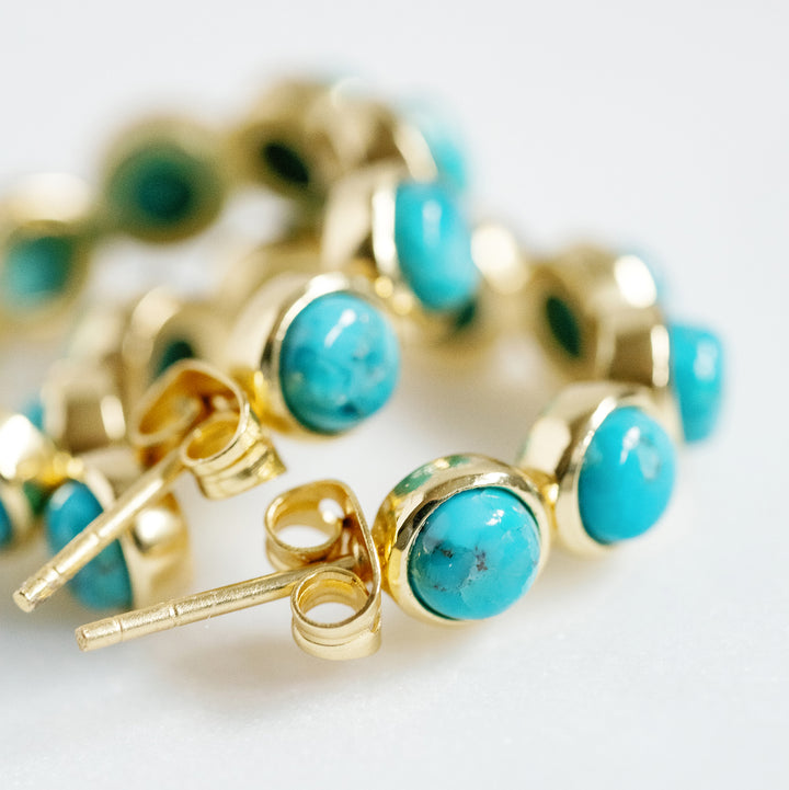 Mini Rory Hoop Earrings in Blue Mohave Turquoise