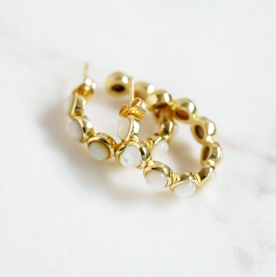 Mini Rory Hoop Earrings in Mother of Pearl