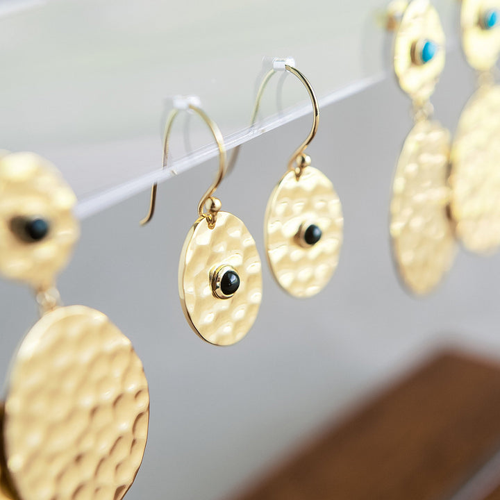 Petal Drop Earrings in Black Onyx