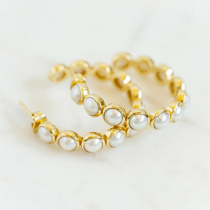 Rory's 30mm Hoop Earrings in Pearl