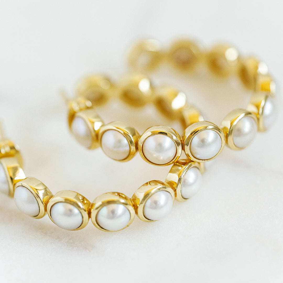 Rory's 30mm Hoop Earrings in Pearl