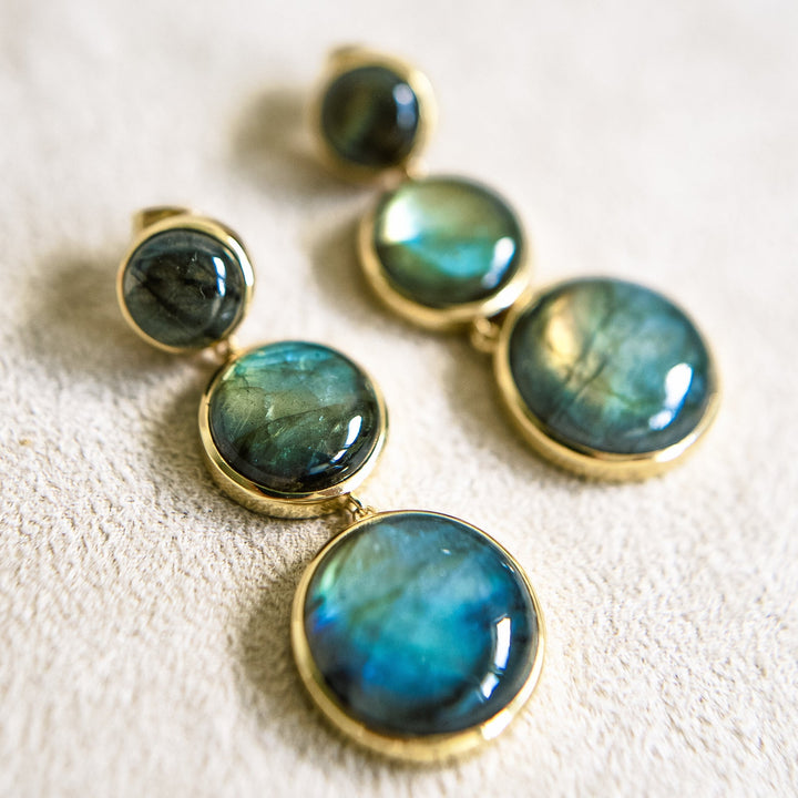 Round We Go Drop Earrings in Labradorite