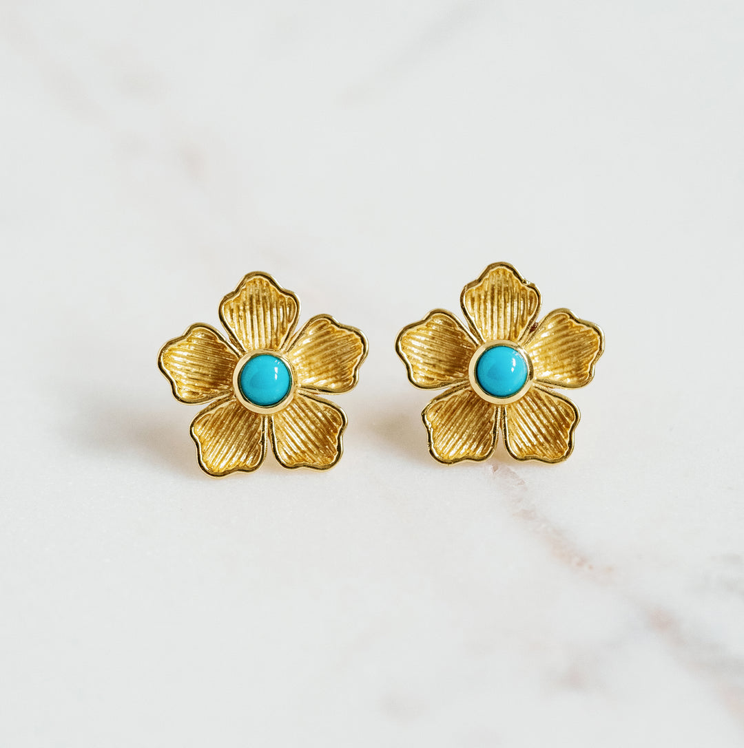 Small Flower Stud Earrings in Sleeping Beauty Turquoise