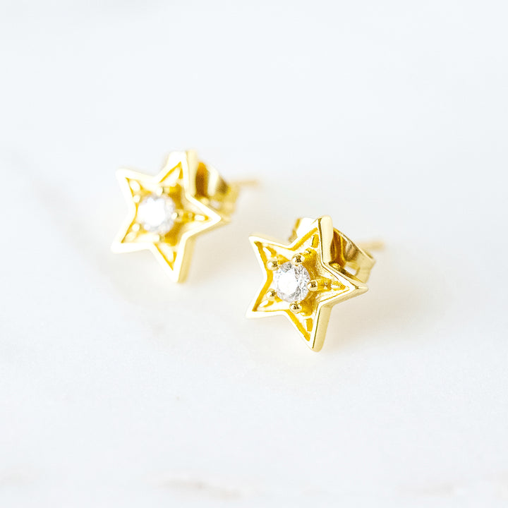 Star Stud Earrings in Cubic Zirconia