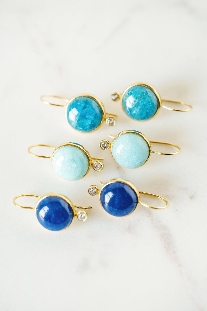 Tini Mini Drop Earrings in Neon Blue Apatite