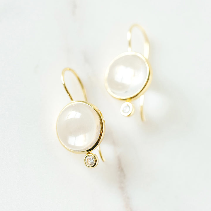 Tini Mini Drop Earrings in Clear Quartz