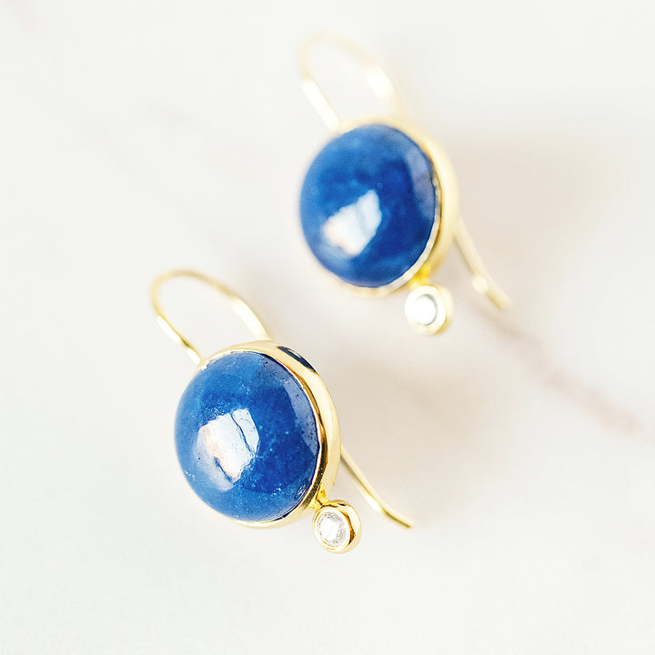 Tini Mini Drop Earrings in Dark Blue Quartz