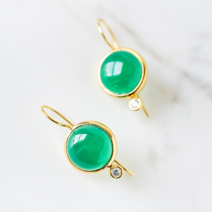 Tini Mini Drop Earrings in Green Onyx