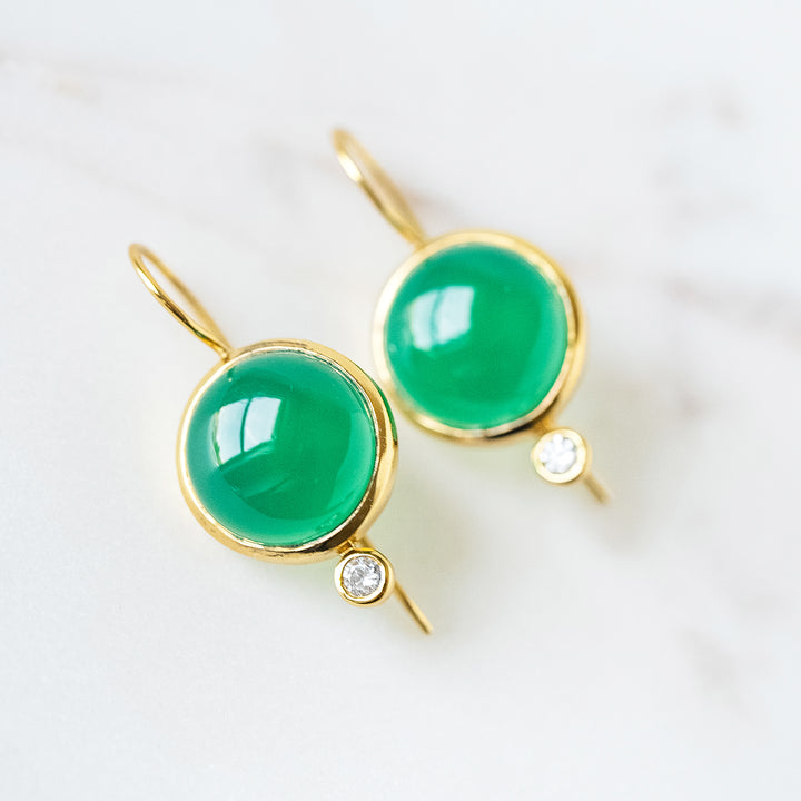 Tini Mini Drop Earrings in Green Onyx