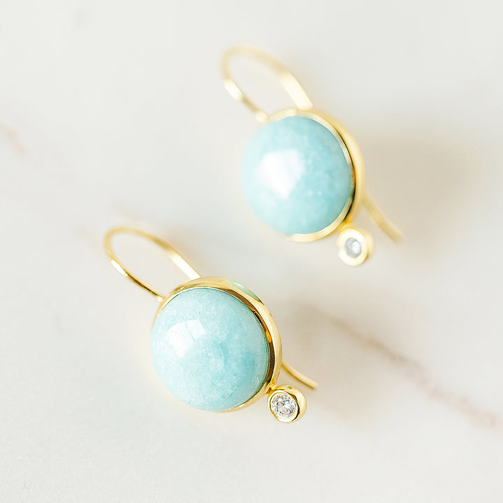 Tini Mini Drop Earrings in Light Blue Quartz