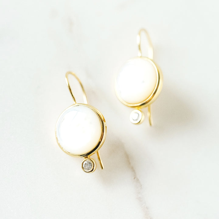 Tini Mini Drop Earrings in Mother of Pearl